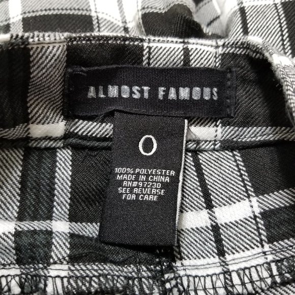 Almost Famous pants 0 plaid check gingham bell bottom flare boho hippie retro - Picture 13 of 16